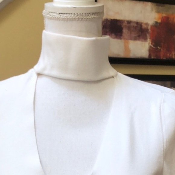 A.L.C. Choker White Form Flattering Long Sleeve MIDI Sheath Dress Size Small - Picture 4 of 13